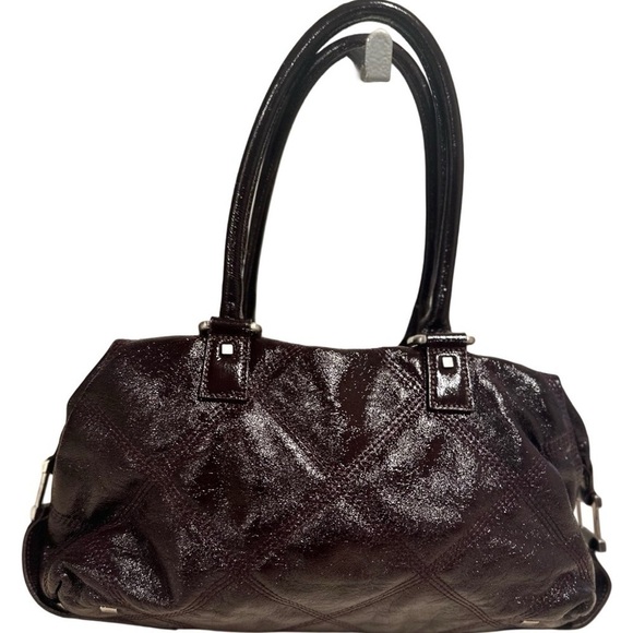 Talbots Vintage Shiny Quilted Leather Shoulder Bag Satchel Purse Dark Burgundy - Picture 6 of 16